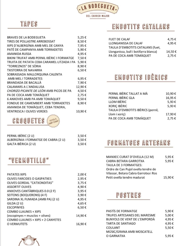 Carta de La Bodegueta en català